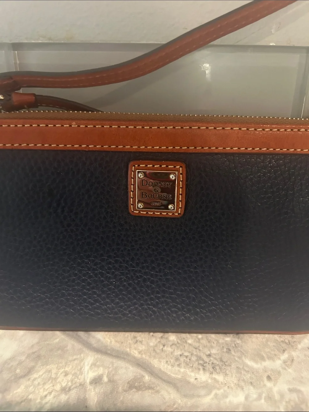 Dooney & Bourke Black and Brown Leather Wristlet Pouch